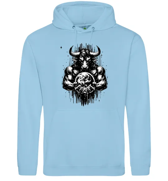 Жіноча толстовка (худі) Тату мінотавр знак зодіака телець Блакитний фото