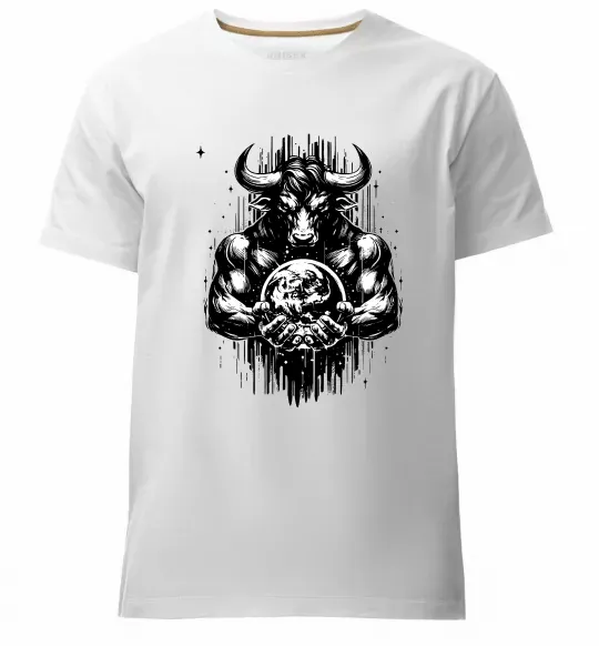 Чоловіча преміум футболка Тату мінотавр знак зодіака телець Білий фото