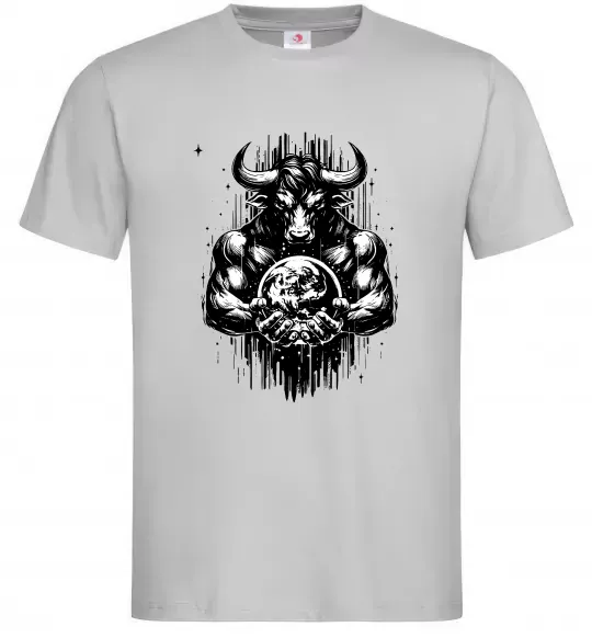 Мужская футболка Тату мінотавр знак зодіака телець Серый фото