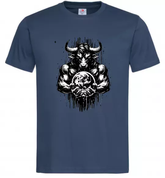 Мужская футболка Тату мінотавр знак зодіака телець Темно-синий фото