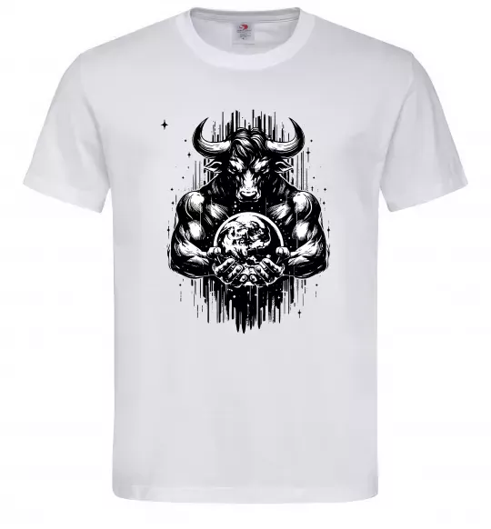 Мужская футболка Тату мінотавр знак зодіака телець Белый фото