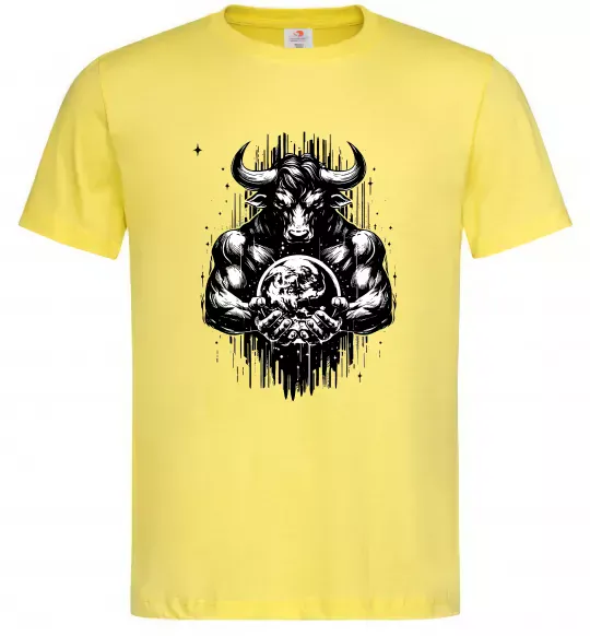 Мужская футболка Тату мінотавр знак зодіака телець Лимонный фото
