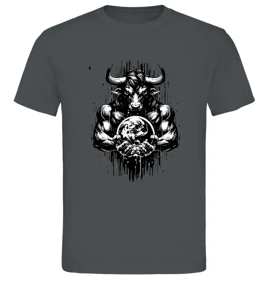 Мужская футболка Тату мінотавр знак зодіака телець Графит фото