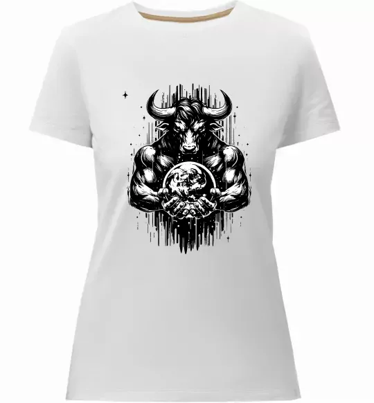 Жіноча преміум футболка Тату мінотавр знак зодіака телець Білий фото
