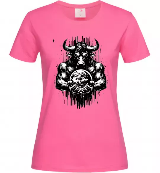 Жіноча футболка Тату мінотавр знак зодіака телець Яскраво-рожевий фото