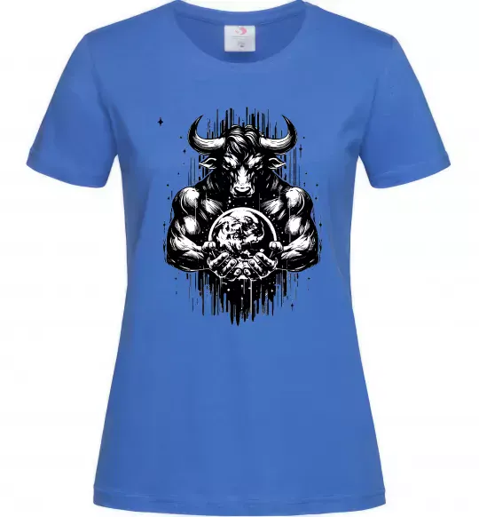 Жіноча футболка Тату мінотавр знак зодіака телець Яскраво-синій фото