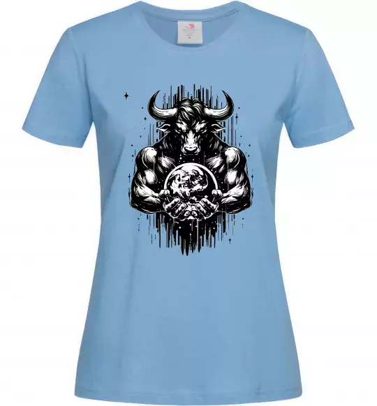 Жіноча футболка Тату мінотавр знак зодіака телець Блакитний фото