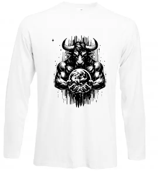 Лонгслів Тату мінотавр знак зодіака телець Білий фото