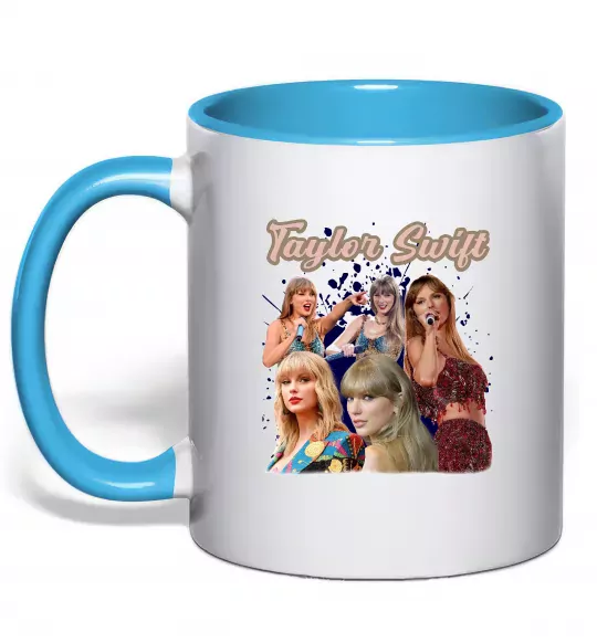 Чашка с цветной ручкой Тейлор Свіфт Голубой фото