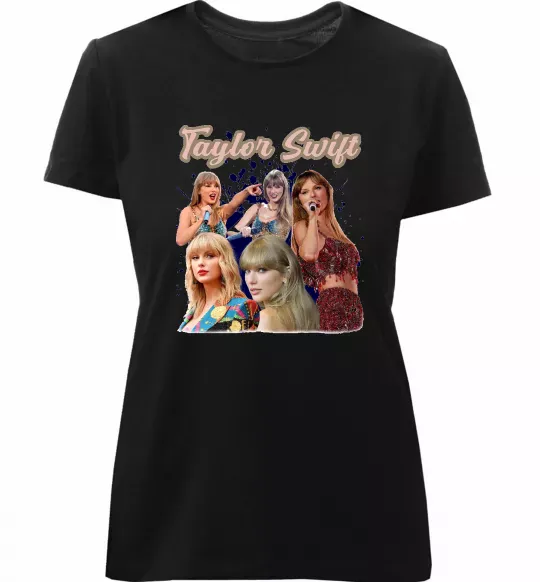 Женская премиум футболка Тейлор Свіфт Черный фото