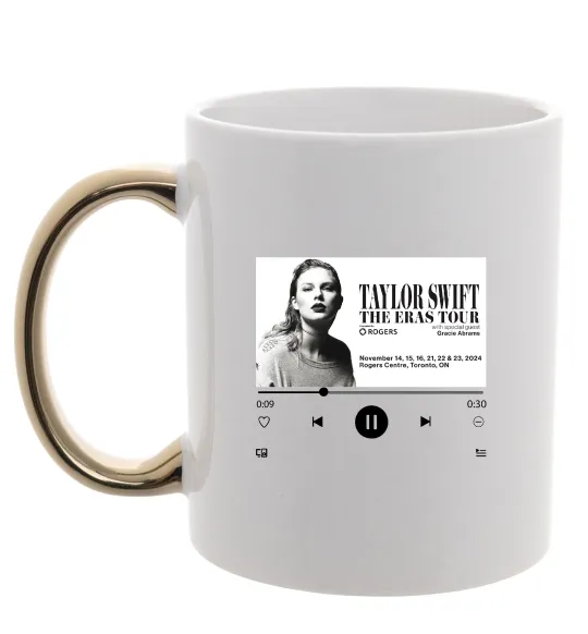 Чашка с цветной ручкой Taylor Swift player Золото фото