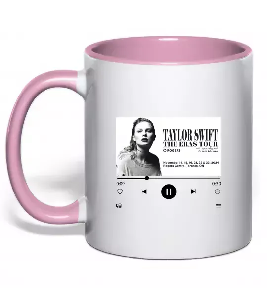 Чашка с цветной ручкой Taylor Swift player Нежно розовый фото