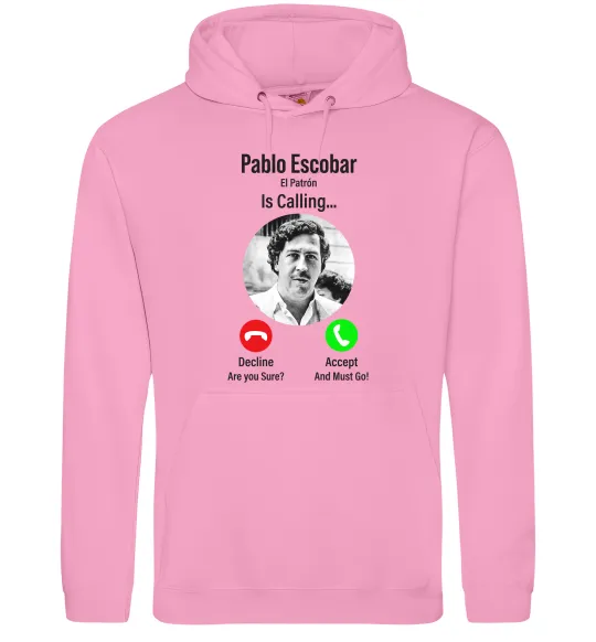 Чоловіча толстовка (худі) Pablo Escobar is calling Рожевий фото