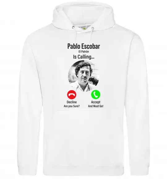 Женская толстовка (худи) Pablo Escobar is calling Белый фото