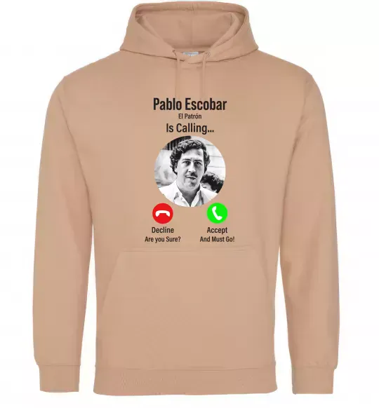 Женская толстовка (худи) Pablo Escobar is calling Песочный фото