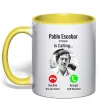 Чашка з кольоровою ручкою Pablo Escobar is calling Сонячно жовтий фото