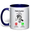 Чашка з кольоровою ручкою Pablo Escobar is calling Глибокий темно-синій фото