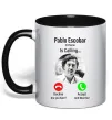 Чашка з кольоровою ручкою Pablo Escobar is calling Чорний фото