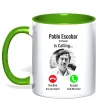 Чашка с цветной ручкой Pablo Escobar is calling Лаймовый фото