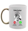 Чашка з кольоровою ручкою Pablo Escobar is calling Золото фото