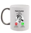 Чашка з кольоровою ручкою Pablo Escobar is calling Срібло фото