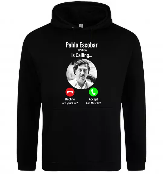 Мужская толстовка (худи) Pablo Escobar is calling Черный фото