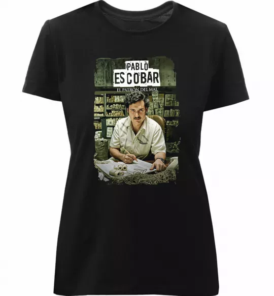 Женская премиум футболка Пабло Ескобар El Patron Черный фото