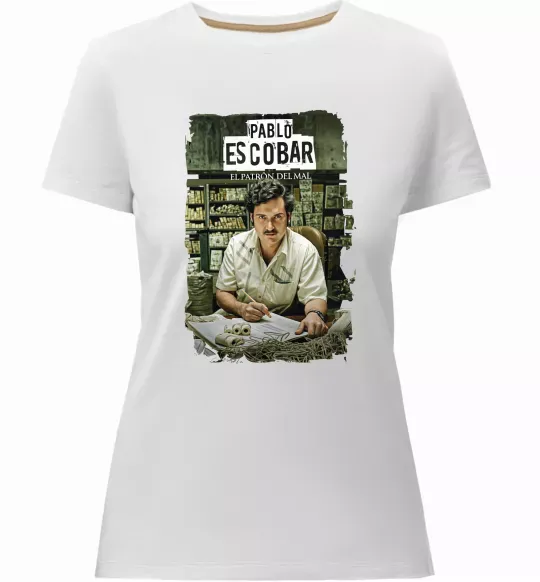 Женская премиум футболка Пабло Ескобар El Patron Белый фото
