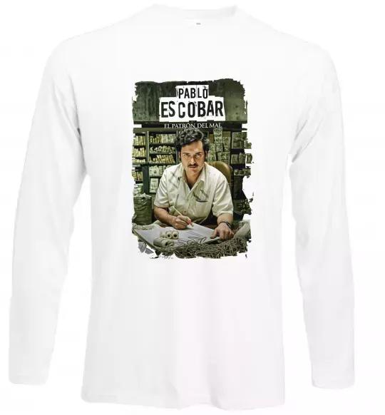Лонгслив Пабло Ескобар El Patron Белый фото