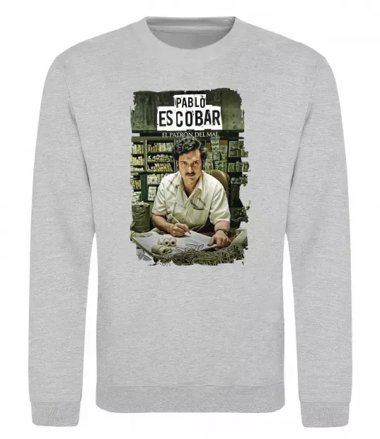 Свитшот Пабло Ескобар El Patron Серый меланж фото