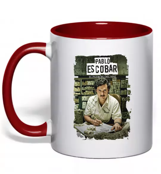 Чашка з кольоровою ручкою Пабло Ескобар El Patron Червоний фото