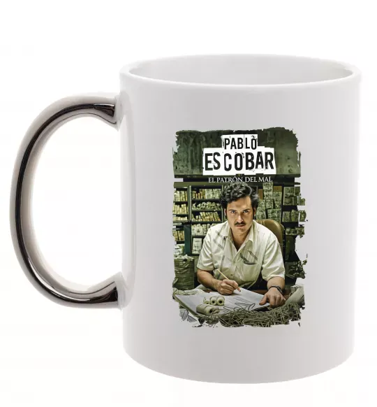 Чашка з кольоровою ручкою Пабло Ескобар El Patron Срібло фото