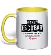 Чашка з кольоровою ручкою Pablo Escobar El Patron local fanatic Сонячно жовтий фото