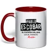 Чашка з кольоровою ручкою Pablo Escobar El Patron local fanatic Червоний фото