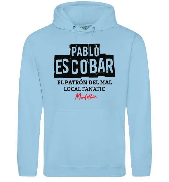 Мужская толстовка (худи) Pablo Escobar El Patron local fanatic Голубой фото