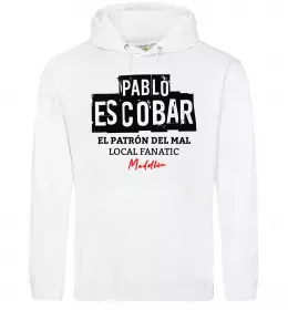 Женская толстовка (худи) Pablo Escobar El Patron local fanatic Белый фото