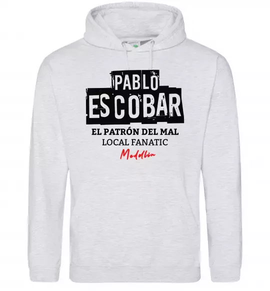 Женская толстовка (худи) Pablo Escobar El Patron local fanatic Серый меланж фото