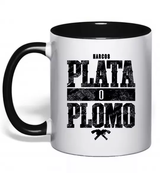 Чашка с цветной ручкой Plata o Plomo Черный фото