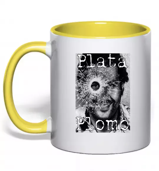 Чашка з кольоровою ручкою Escobar Plata o plomo Сонячно жовтий фото