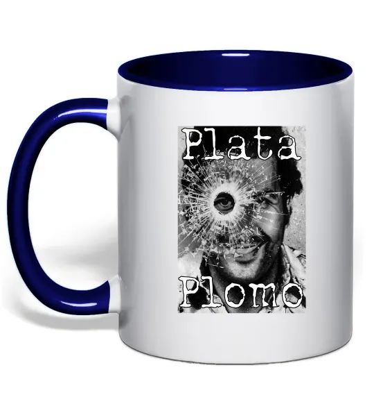 Чашка з кольоровою ручкою Escobar Plata o plomo Глибокий темно-синій фото