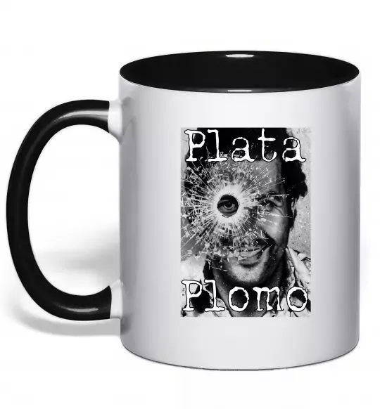 Чашка з кольоровою ручкою Escobar Plata o plomo Чорний фото