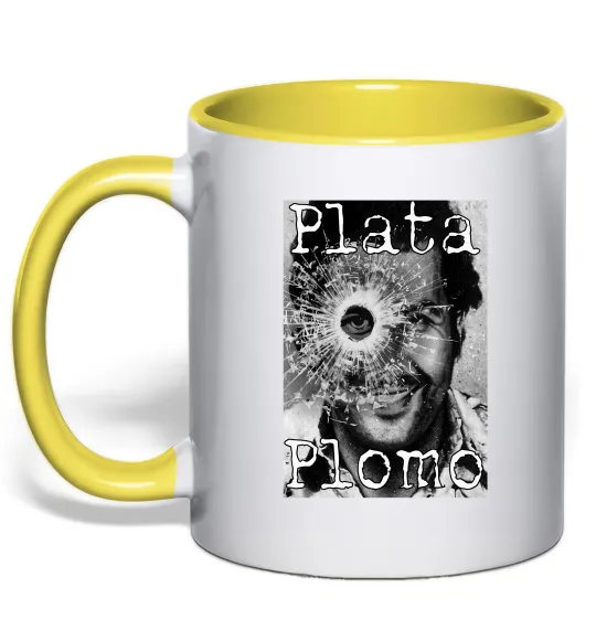 Чашка с цветной ручкой Escobar Plata o plomo Лимонный фото