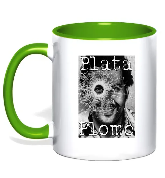 Чашка с цветной ручкой Escobar Plata o plomo Лаймовый фото