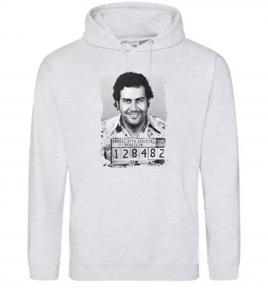 Мужская толстовка (худи) Пабло Ескобар Серый меланж фото