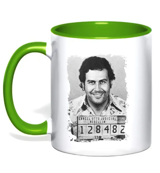 Чашка з кольоровою ручкою Пабло Ескобар Лаймовий фото