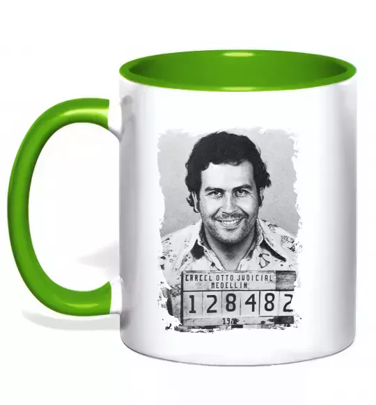 Чашка с цветной ручкой Пабло Ескобар Зеленый фото