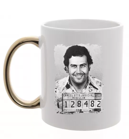 Чашка с цветной ручкой Пабло Ескобар Золото фото