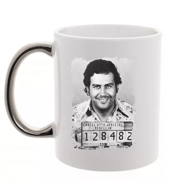 Чашка с цветной ручкой Пабло Ескобар Серебро фото