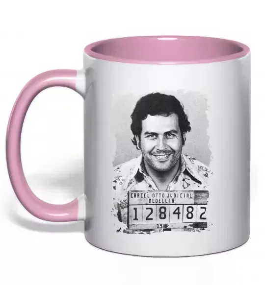 Чашка с цветной ручкой Пабло Ескобар Нежно розовый фото