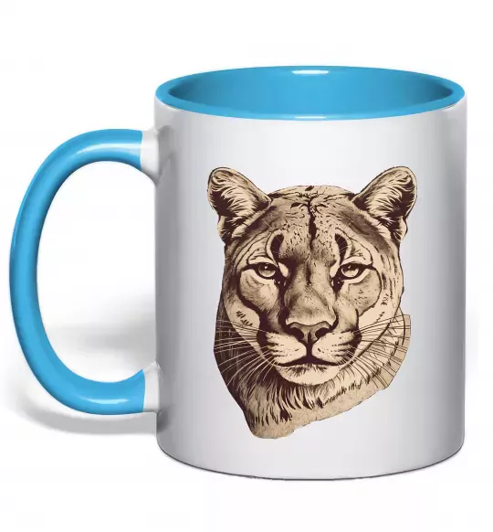 Чашка с цветной ручкой Пума Голубой фото